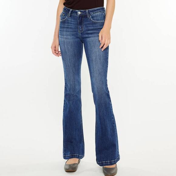 HERS Mid Rise Dark Wash Flare Jeans Size 11 - Picture 1 of 6